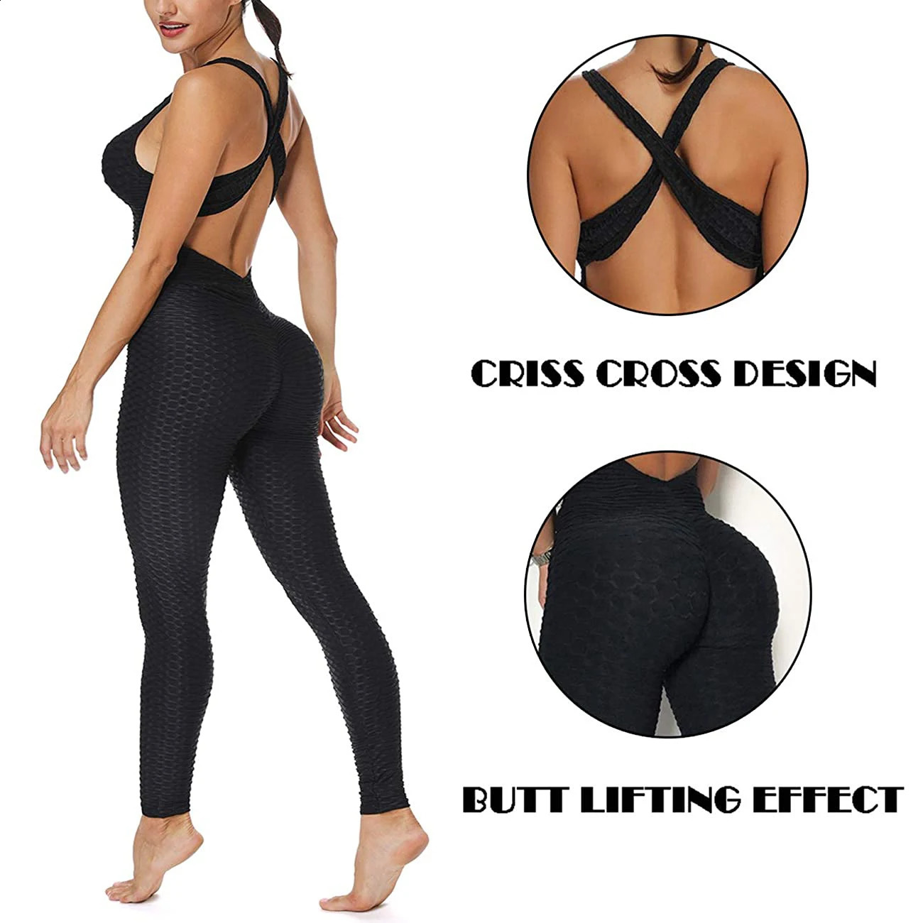 Women Halter Yoga Set Black Activewear Sexy Bandage Sleeveless Jumpsuit Skinny Rompers Solid Elastic Bodycon Fitness Sport Suits 250228
