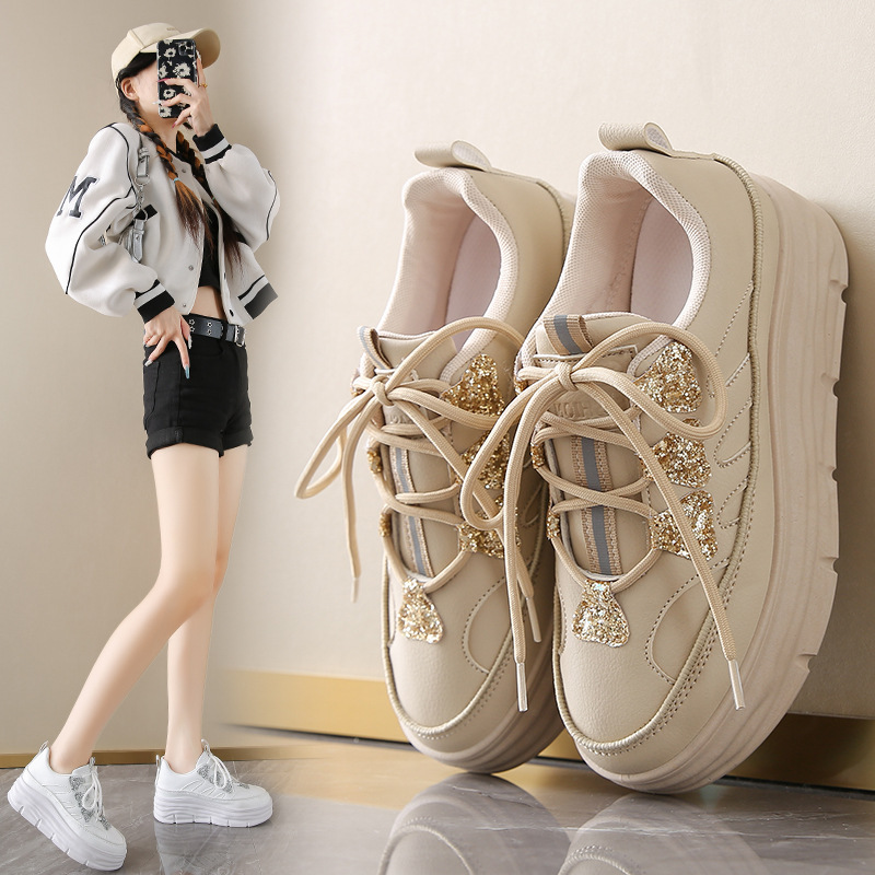 Women s 2025 New Designer Breathable White Shoes Multifunctional Indoor And Outdoor Height Increasing Sports And Leisure Board Fashion Shoes