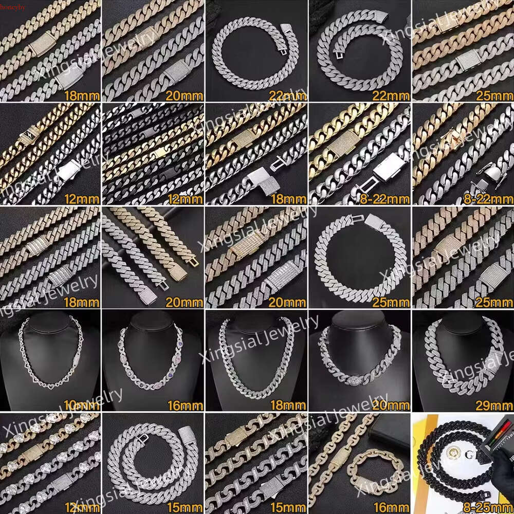 sial Custom 3 Rows 16mm 18mm 20mm S Sier Necklace iced Out Hip Hop VVS Moissanite Baguette Cuban k Chain For Men