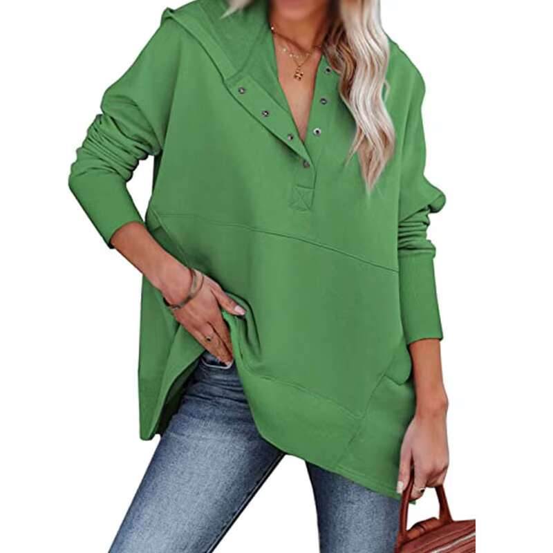 2022 New Arrival Women's Casual Pullover Hoodie Long Sleeve Sweatshirts In Solid Colors For Winter Wholesale