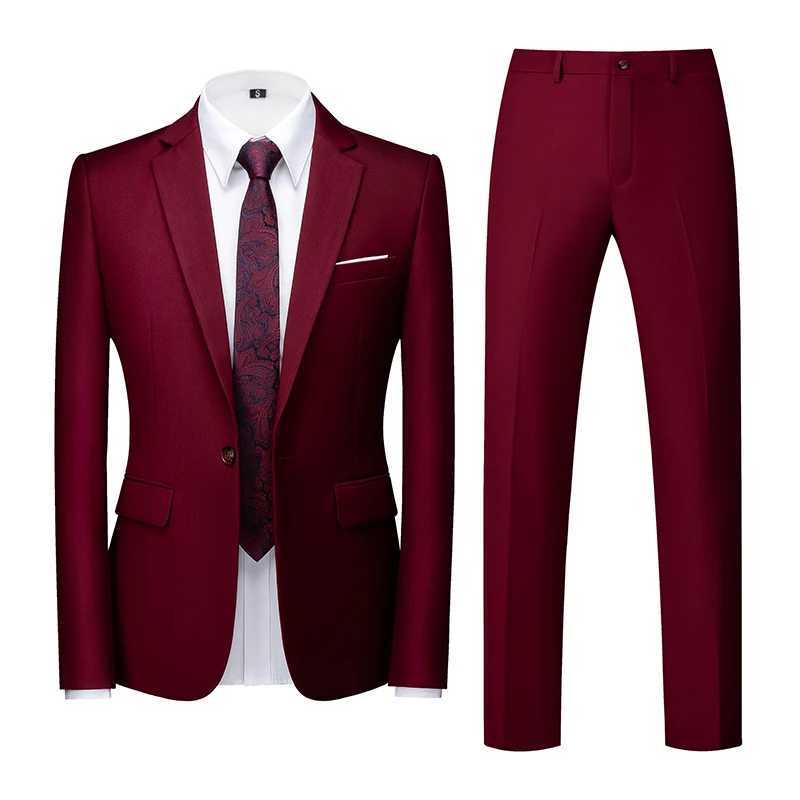 22 Colors Single Breasted Formal Wedding Suits Mens Clothing Fashion Simple Men Business Social Prom Party Dress 2 Piece Set M250303