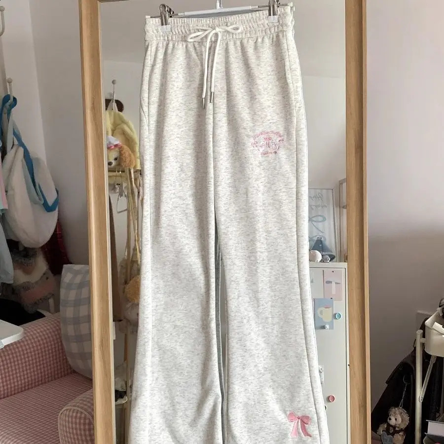 Autumn Winter High Waist Slim Pants Japanese Original Bow Y2k Aesthetic Sweet Girl Sweatpants Pantalones De Mujer w250228