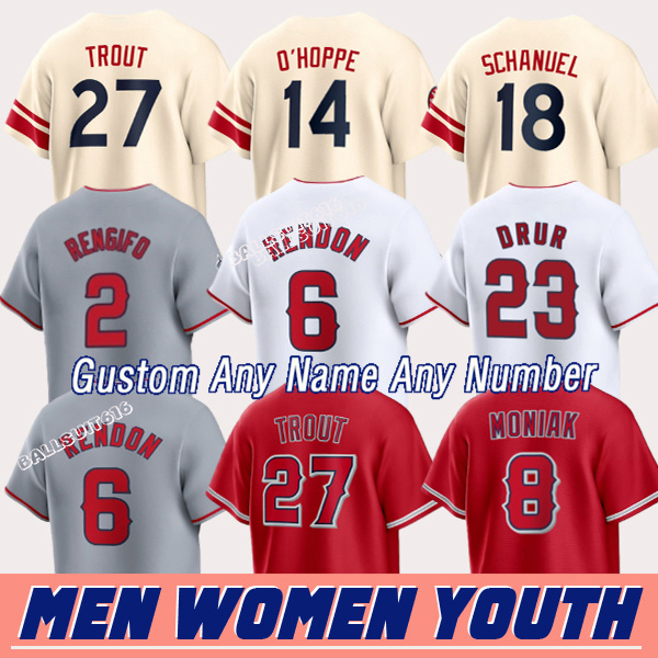 #27 Mike Trout Jersey #14 Logan O'Hoppe Jersey LA Angels Jerseys Anthony Rendon Jo Adell Taylor Ward Nolan Schanuel Niko Kavadas Brandon Drury Custom Baseball Jerseys