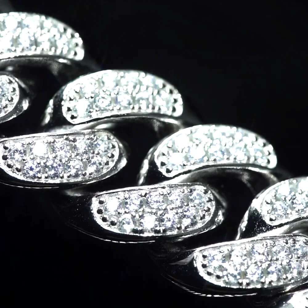 Sterg Sier Vvs d Color Hand Set Moissanite Hip Hop Cuban k Chain Custom Necklace for Men in Exclusi with Certificate