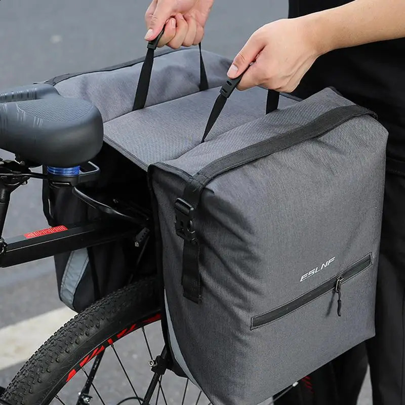 Ship from US Portable Waterproof Bicycle Bag 28L Rear Rack Trunk Bike Luggage Tail Seat Pannier Double Bag 250228FBB