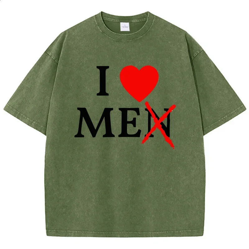 I Only Love Myself And Dont Love Men T-Shirts Male Shoulder Drop Holiday T-Shirt Fashion Versatile Tees Normcore Oversized Tops 250224
