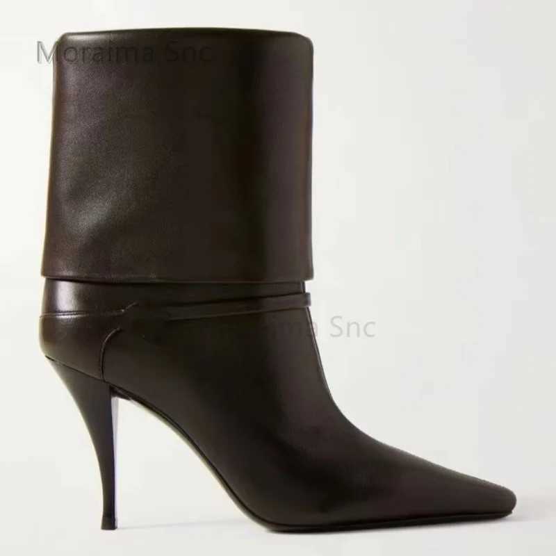 Womens High Heels Suede Ankle Boots Autumn Winter Slim Slip On Womens Shoes Fashionable Luxury Pointed Toe Leather Boots Z250303