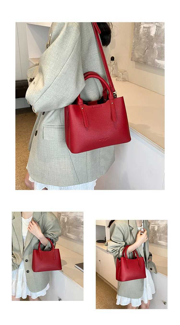 Luxury Designer PU Leather Lichee Pattern Womens Handbag Casual Crossbody Bag Bucket Tote Y250303
