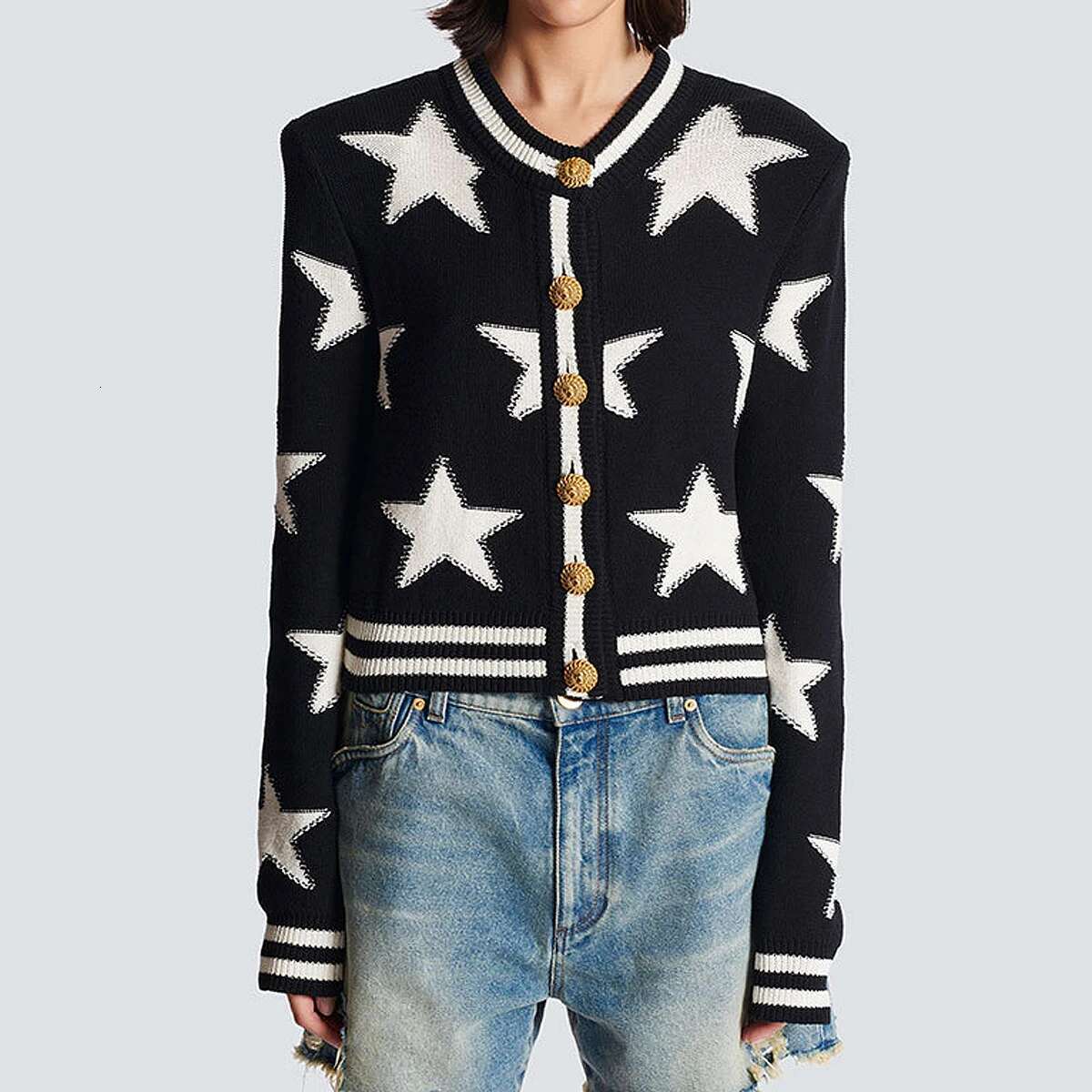2024 Spring Autumn New European And American High-Quality Knitwear Long Sleeve Round Neck Cardigan Top Woolen Jacket