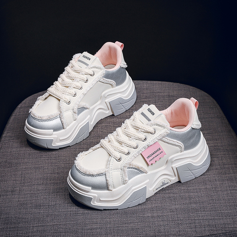 White Shoes Seasonal Designer 2025 New Leather Casual Shoes Fashionable Thick Sole Height Increasing Outdoor Sports Casual Women s Shoes