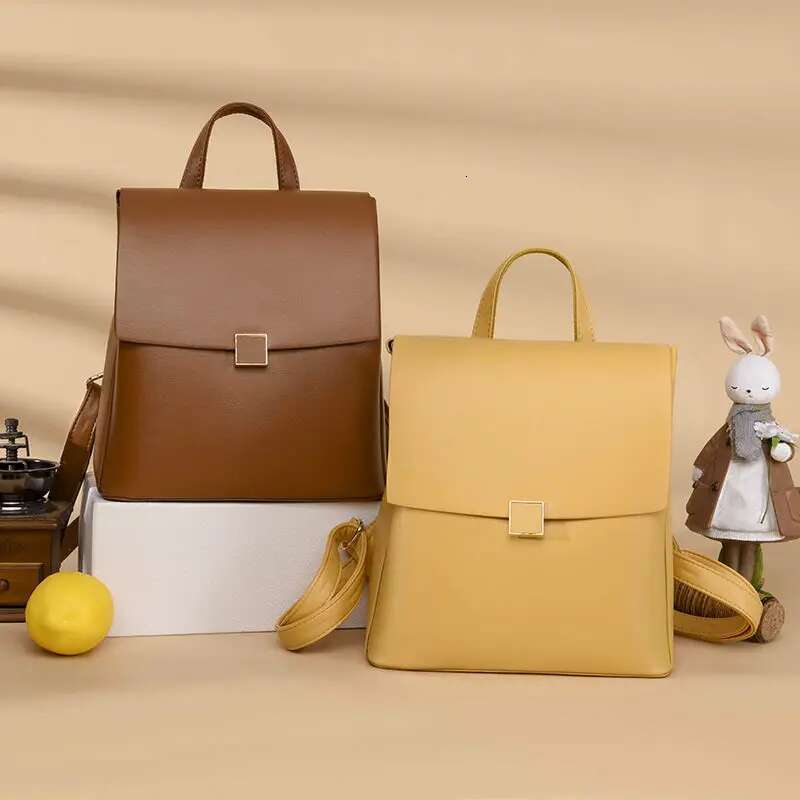 Women's Bags Design Quality Leather Women's Backpack Winter New Solid Color Ladies Anti Theft Travel Bagpack Student School Bag