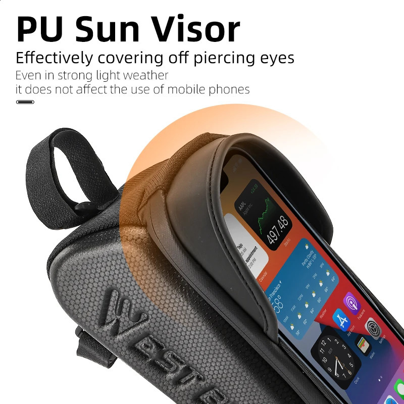 Ship from US WEST BIKING Bicycle Top Tube Bag Touch Screen Phone Waterproof EVA Road Bike Cycling Tool Holder MTB Accessories 250228FBB