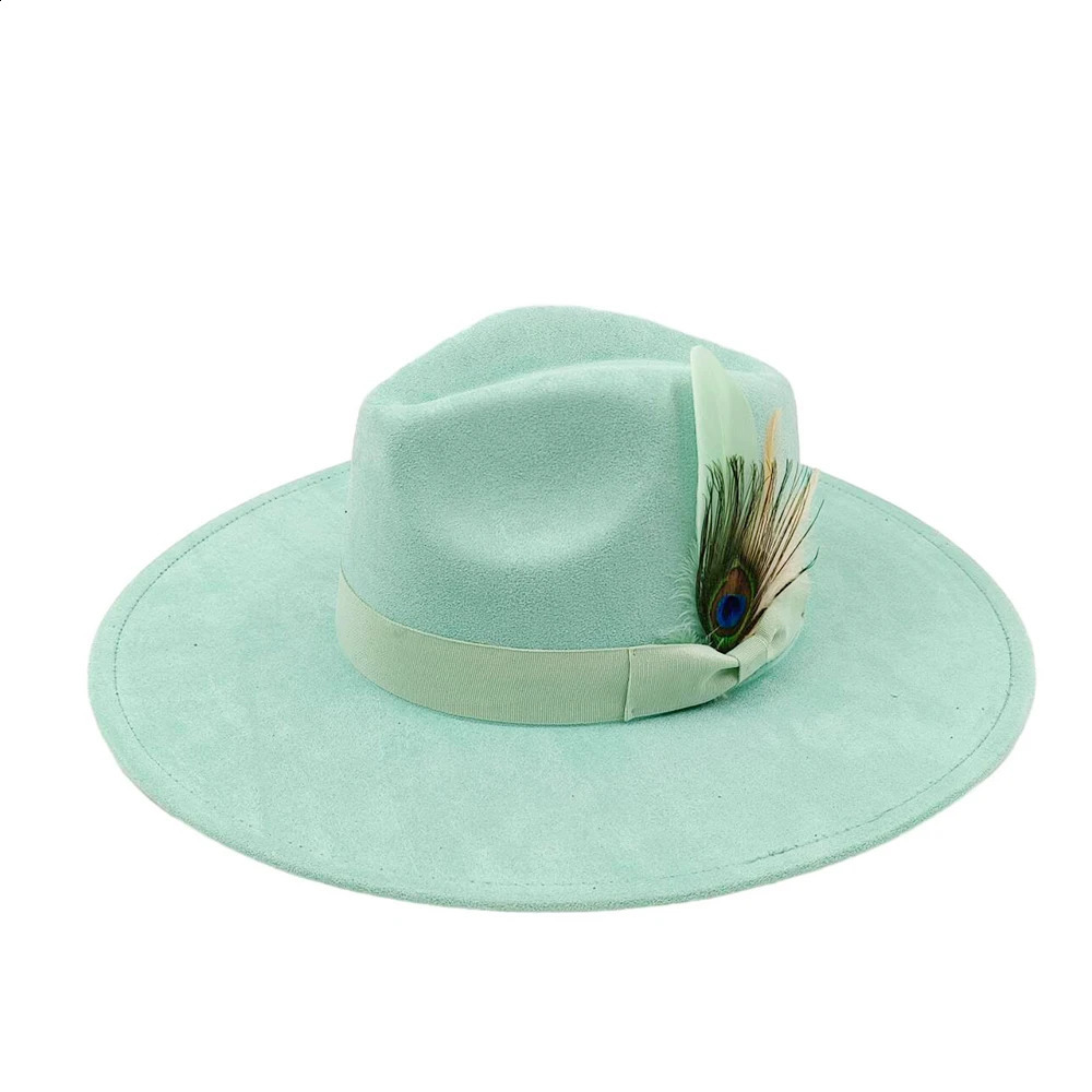 suede fedora hats for men and women bow accessoriescolorful retro wide-brimmed church hatsjazz panama hats 250228