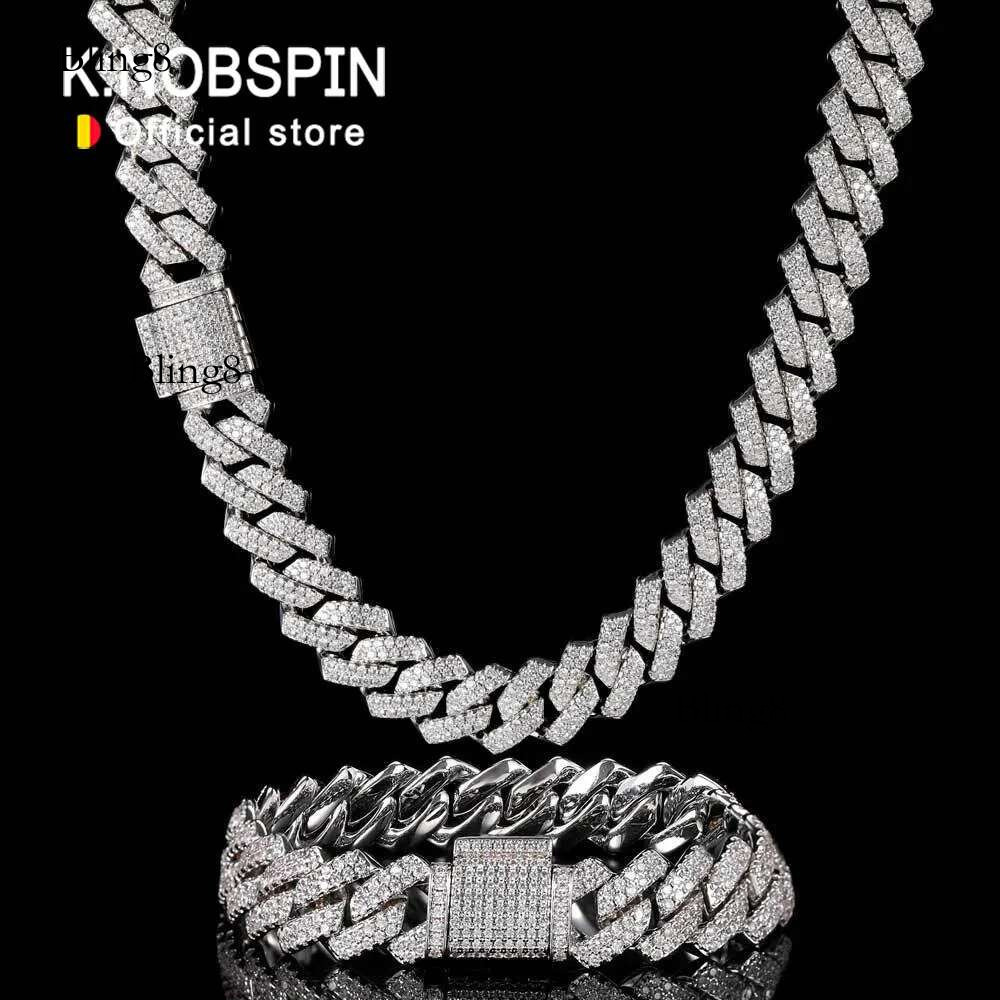 KNOBSPIN D Color Moissanite Bracelet Sterg Sliver Plated with White Gold Dia Cuban k Chain for Women Man