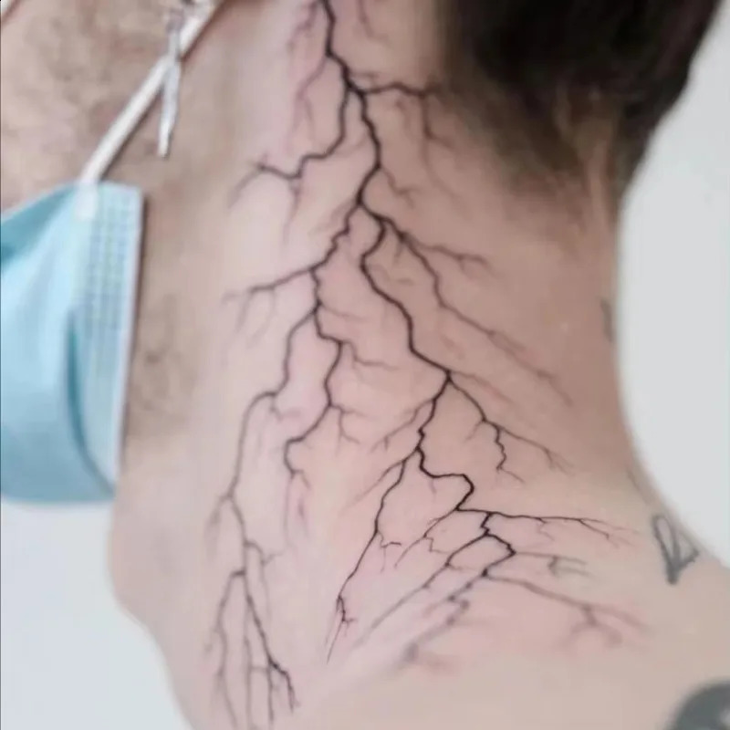 Herbal Juice Lasting Lightning Tattoos for Woman Men Goth Lines Crack Arm Waterproof Temporary Tattoo Stickers 250219