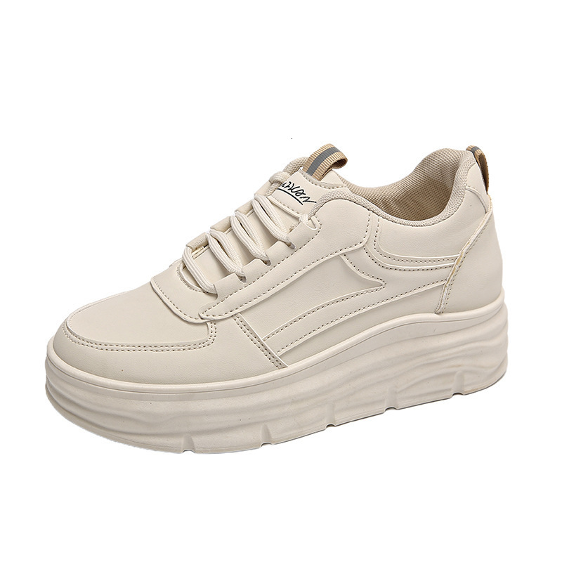 2025 Designer s New Leather Women s White Shoes With Thick Sole And Increased Height Fashionable And Casual Multifunctional And Versatile Board Shoes