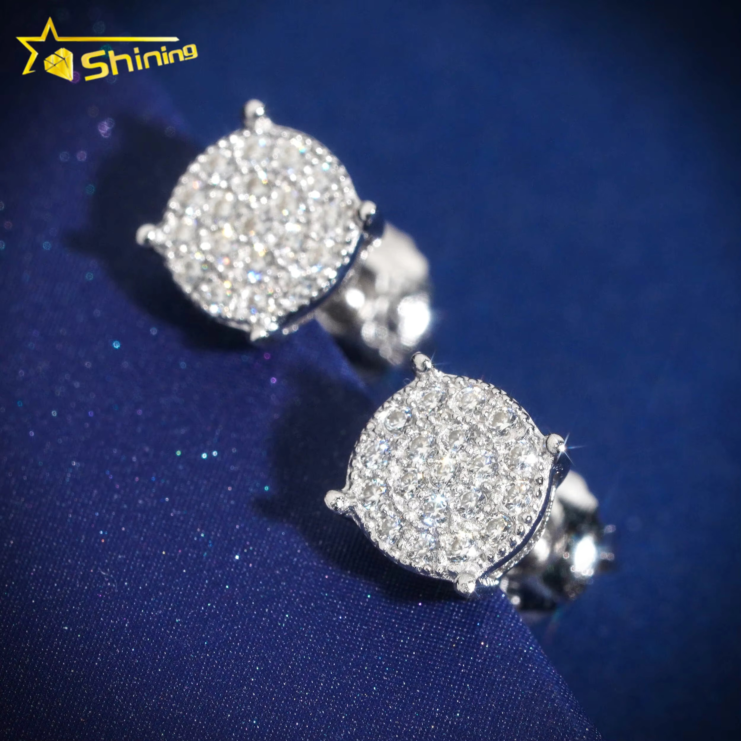 Hot Sale Screw Back 10k Real Gold Hip Hop Lab Grown Diamond Ear Studs Mens Moissanite Earrings