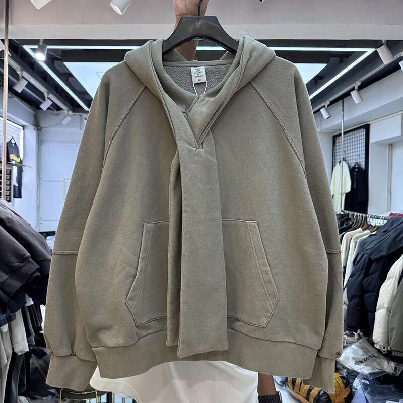 24Aw Cross-Tie Design Shoulder-Slung Hoodie