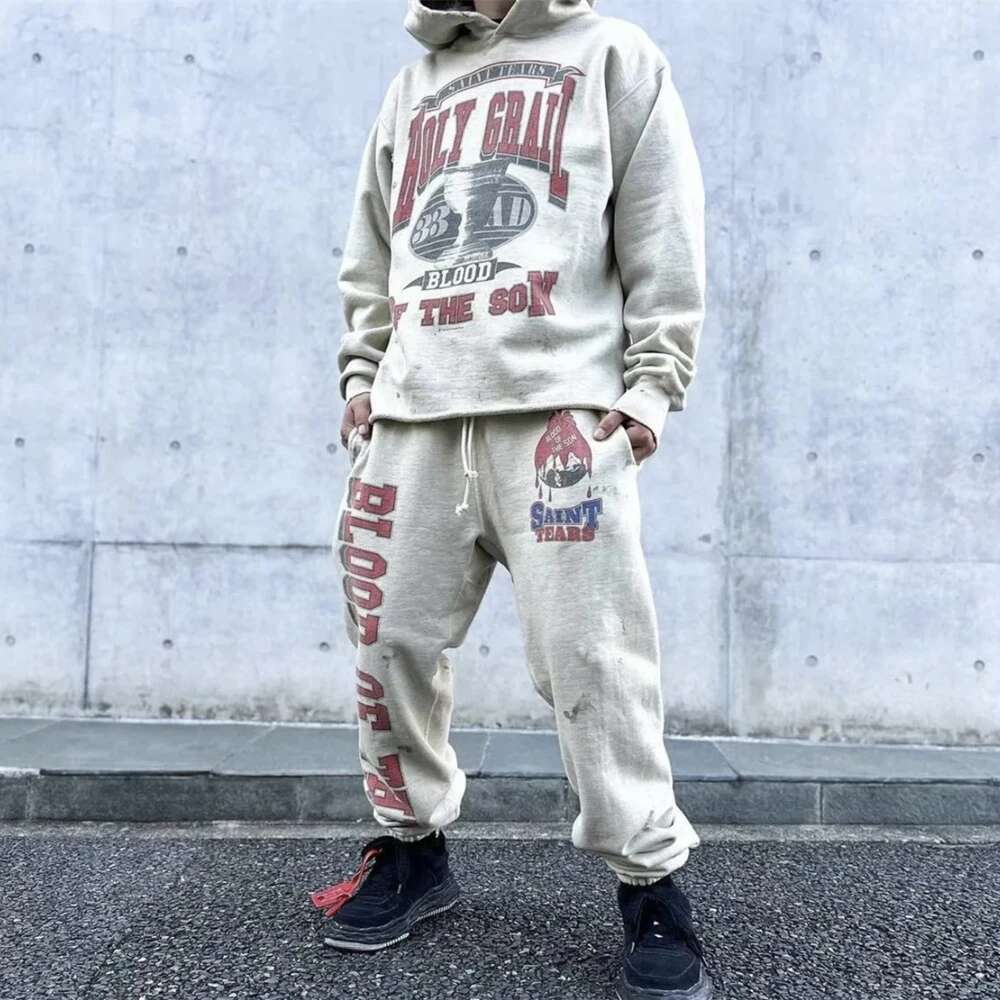 Yao Fashion SAINT OF MICHAEL Joint Design Suit Fleece Hooded Pullover Hoodies Streetwear Oversize Vintage Sweatshirt For Men