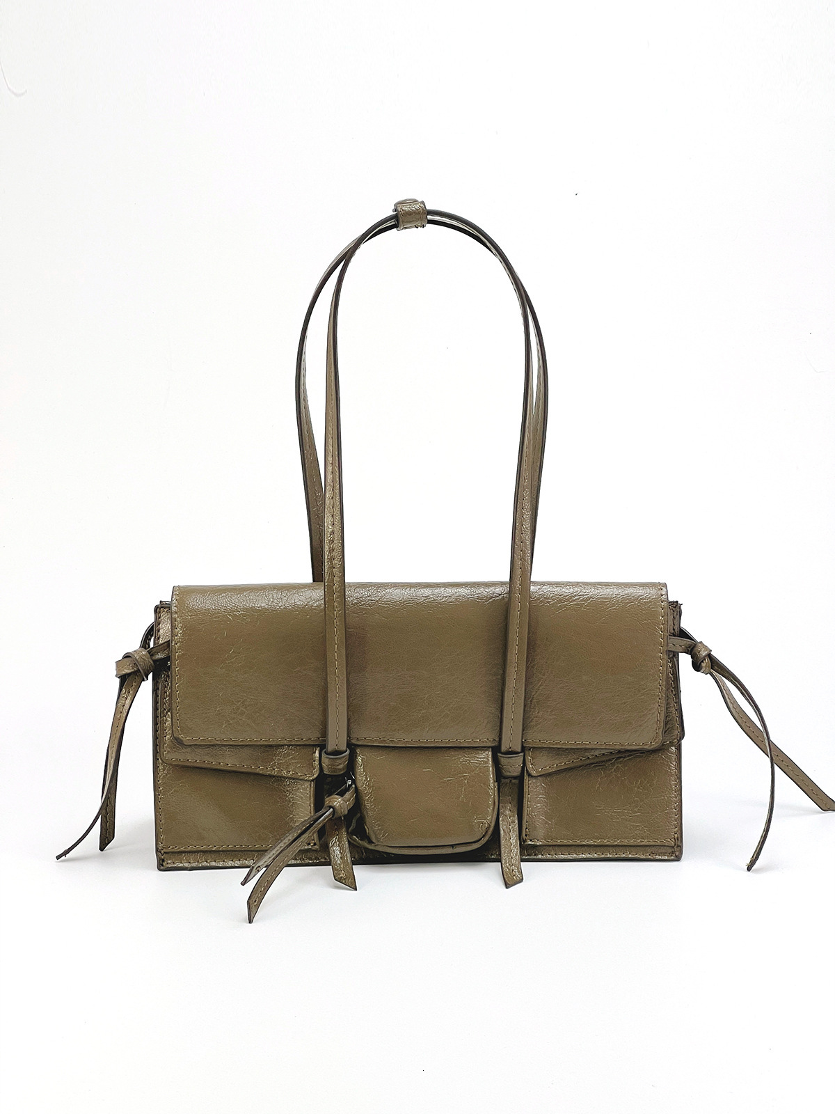 toteBag Shoulder bag ROSE NOIRE Women's Autumn/Winter New Style Black Green Pocket Decoration Trendy Handheld Single Shoulder Underarm Bag