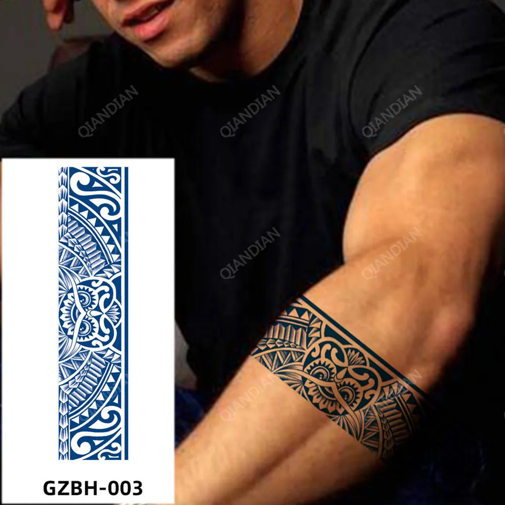 SemiPermanent Juice Temporary Tattoo Waterproof Man Armband Sticker 15 Days Long Lasting Wave Dragon Flower 250219
