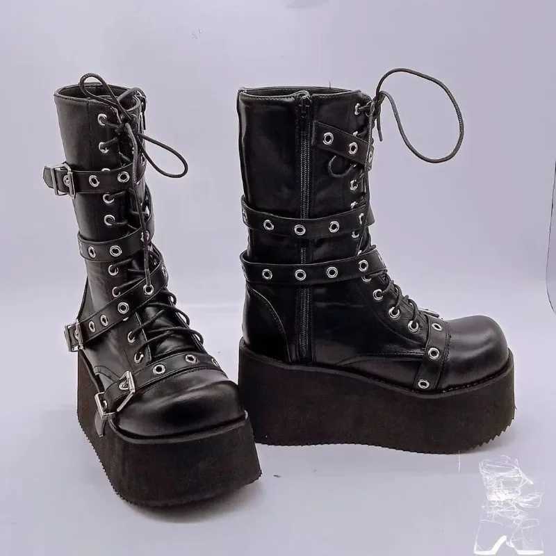 Womens High Boots 2024 New Comfortable Platform Boots European and American Side Zipper Boot New Fashion Punk Motorcycle Boots Z250303