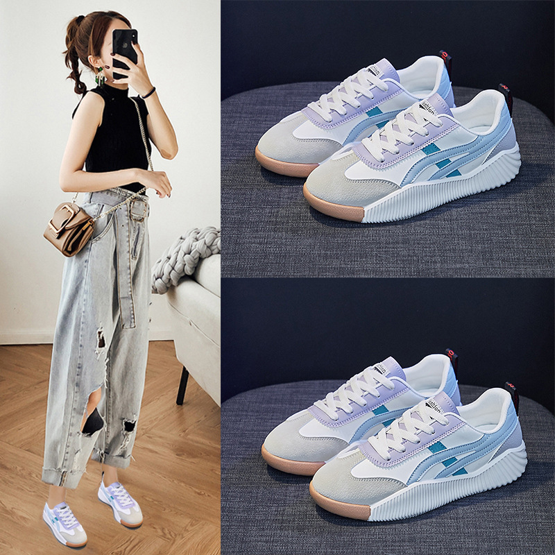 Ladies Little White Shoes 2025 Spring And Summer Designer's New Versatile Outdoor Leisure Sports Shoes With Height Increasing Soft Bottom Sponge 
