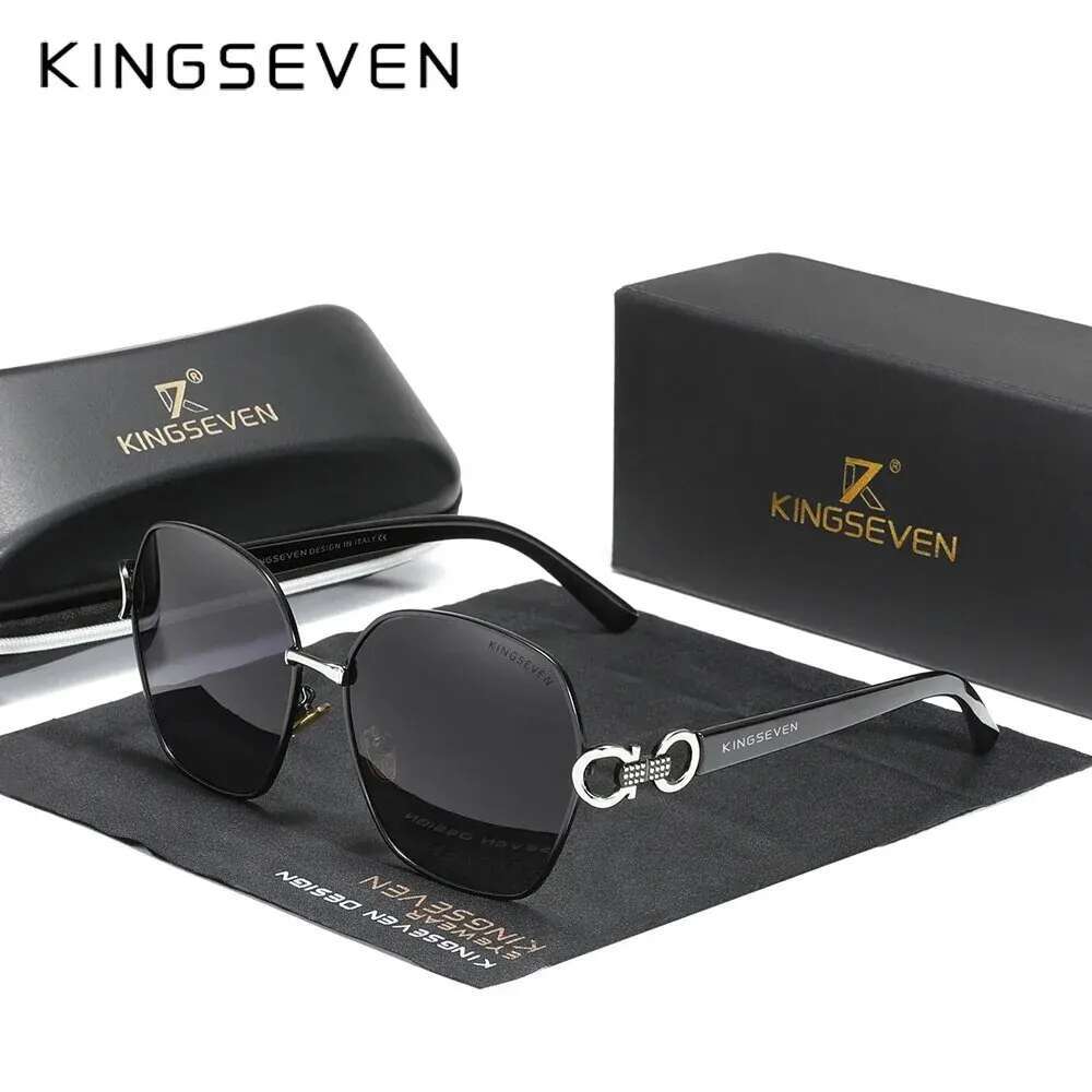KINGSEVEN New Vintage Butterfly Sunglasses Women Retro Double Ring Design Gradient Square Sun Glasses Female UV400
