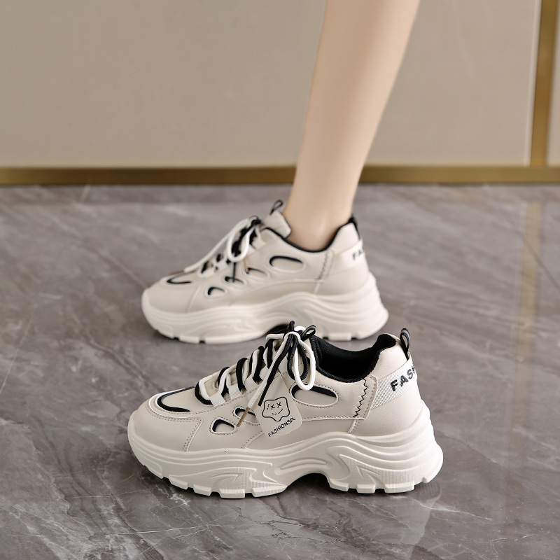 2025 Autumn Designer s New Breathable White Women s Versatile Thick Soled Height Increasing Multi Functional Sports And Leisure Running Shoes