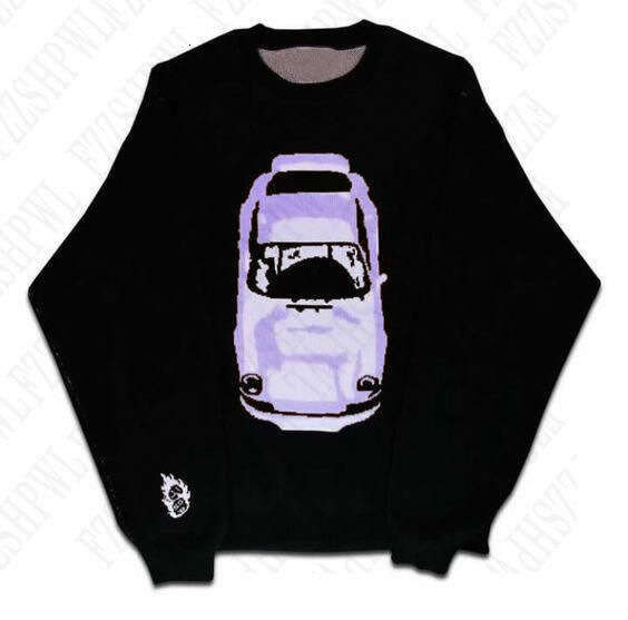 New Autumn and Winter Fashion Brand anime Jacquard Round Neck Knit Dark Loose Sweater for Couples