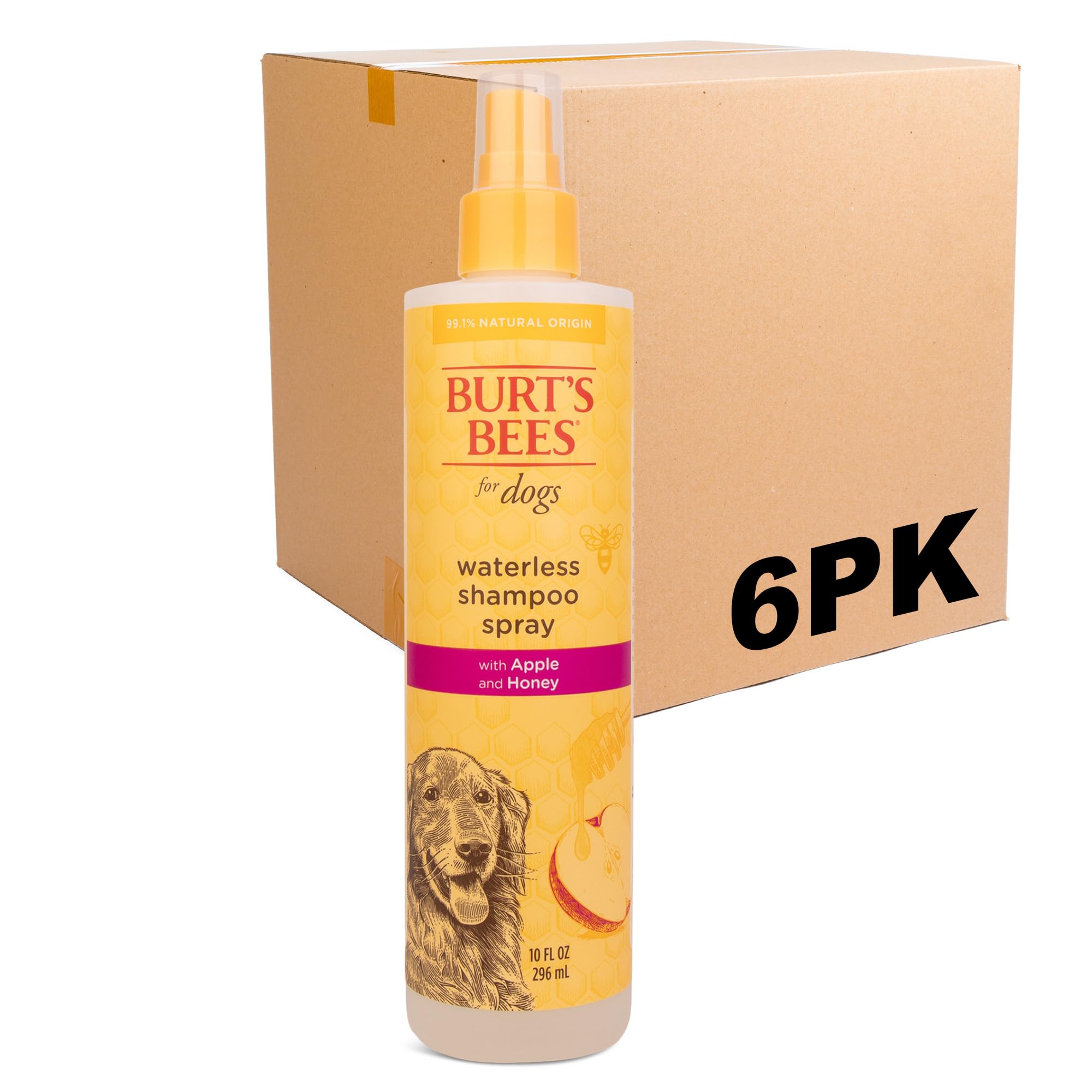 Burt's Bees for Pets Naturally Derived Waterless Shampoo Spray with Apple and Honey - Dry Dog Shampoo for All Dogs and Puppies - Cruelty Free, 10