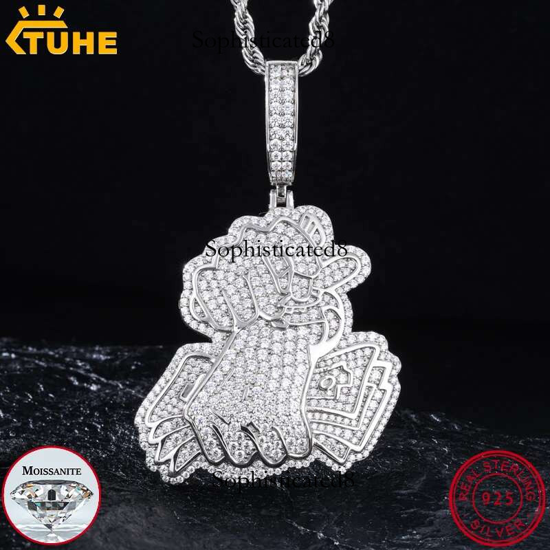 TUHE Unisex High Quality D VVS Moissanite Iced Out Pendants USD For Men Hip Hop Jewelry