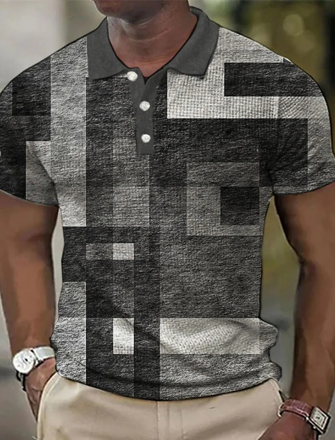 Mens Geometric Graphic Printing Geometric Polo Shirt Fashion Golf Shirt Short Sleeve Shirt Outdoor Street Printing Clothing 250228