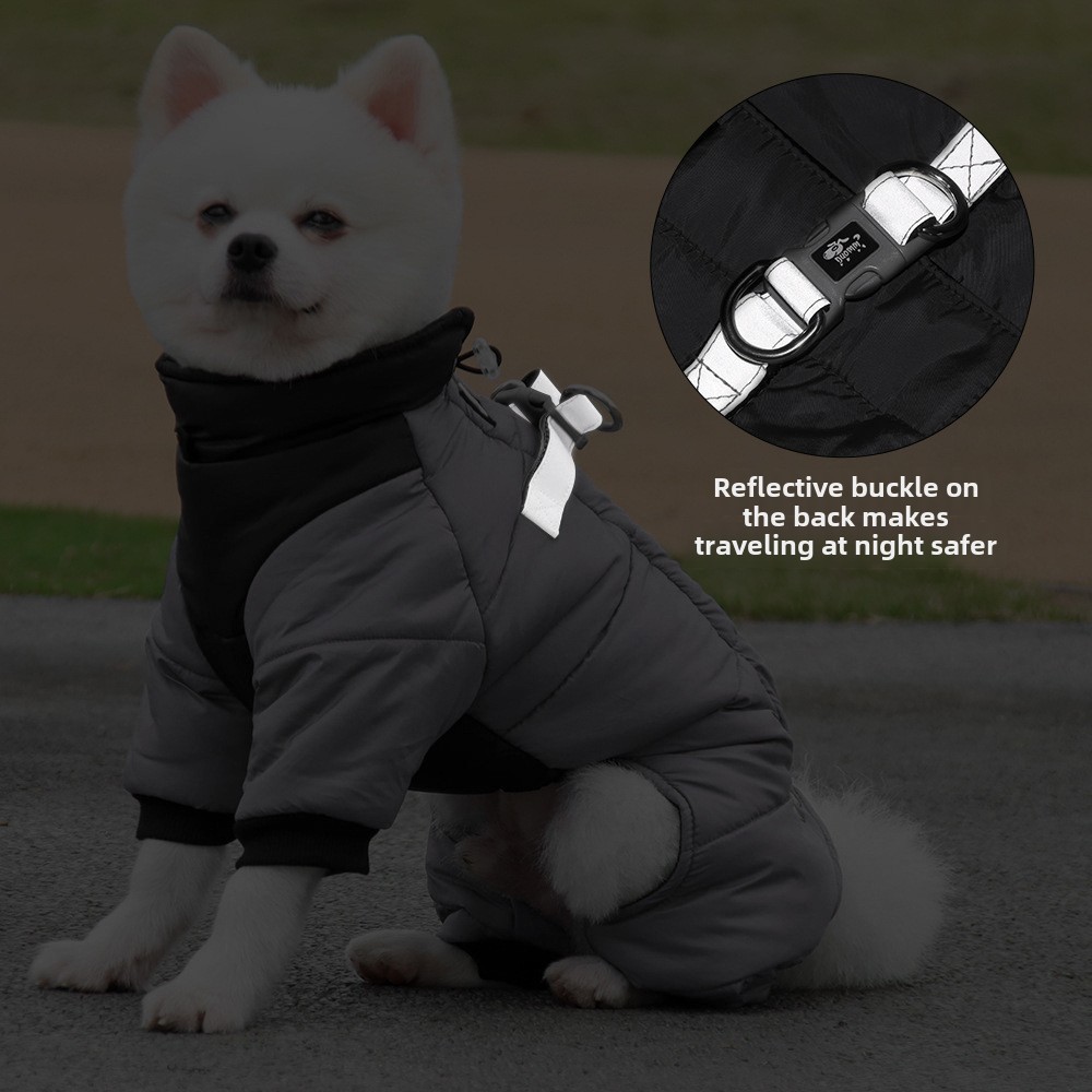 Autumn and Winter Canine Protection Gear - Durable Reversible Dog Parka with High Visibility Features