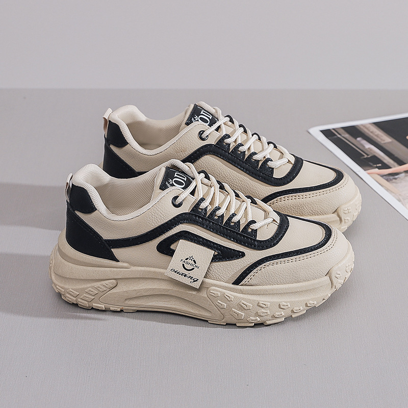 White Shoes With Thick Sole Designer s New Leather Soft Sole For Training And Running In 2025 Thick Sole For Increasing Height Casual Women s Running 