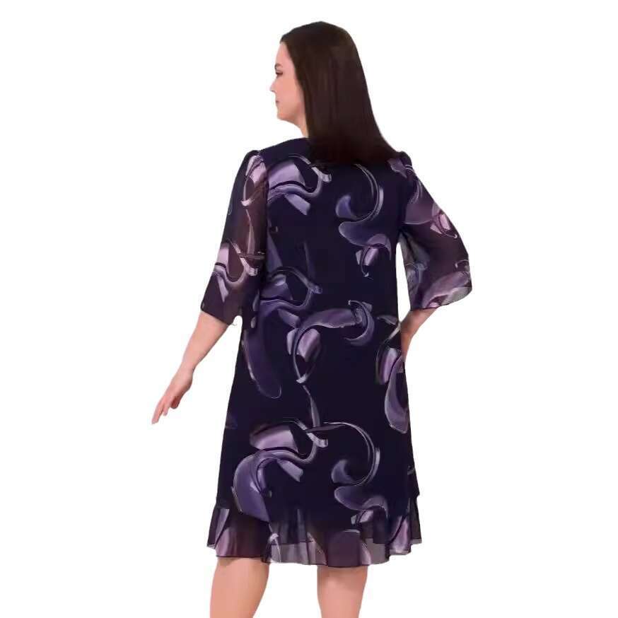 Printed Chiffon Dress with Versatile Style, New Trendy Clothing in 2025 Ins