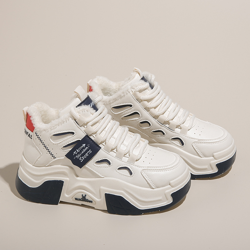 Plush High Top 2025 New Product Designer Warm And Plush Anti Slip Casual Height Increasing Cotton Shoes For Women Fashion Sports Short Boots