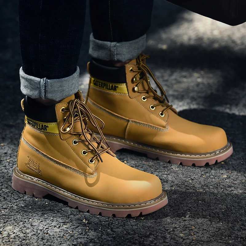 Leather mens winter ankle military hiking snow yellow designer tactical boots outdoor mens work shoes sports shoes Z250303