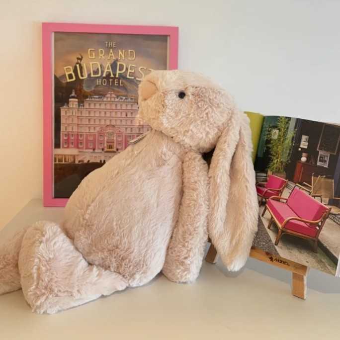 Plush Dolls 51cm Classic Shy Bonnie Rabbit Soothing Doll White Beige Light Pink Blue Cute Plush Toy