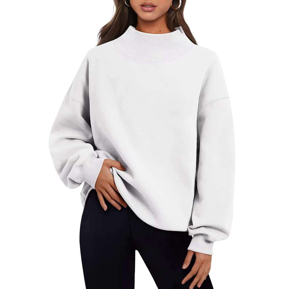 European American Women's Casual Hoodie Long Sleeved High Neck Pullover Sweatshirt With Quick Dry & Lightweight Feature Top