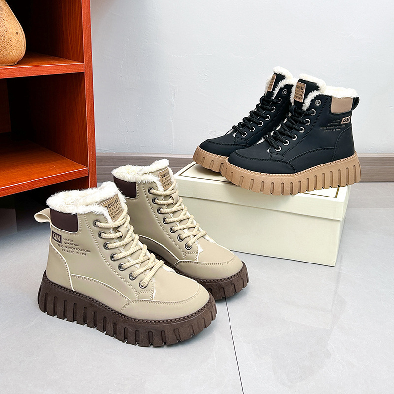 Cotton thickened new high top warm boots with thick soles comfortable and lightweight plush designer s new women's boots multifunctional anti sli