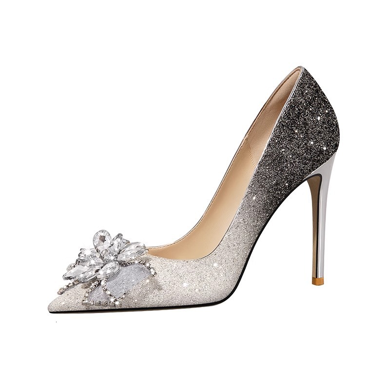 Fat wide feet, stunning gradient high heels, 2025 spring new style dinner engagement shoes, light mouth plus size women's shoes 41-44