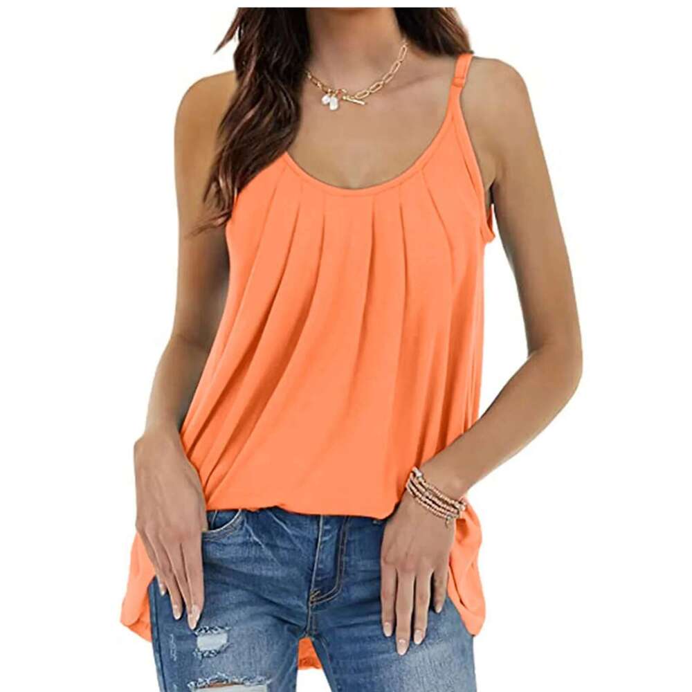 Casual Loose Women Shirts Spaghetti Strap Print Cute Tops Camisole Tee Tank Traf 2025 Mujer Sleeveless T-Shirt