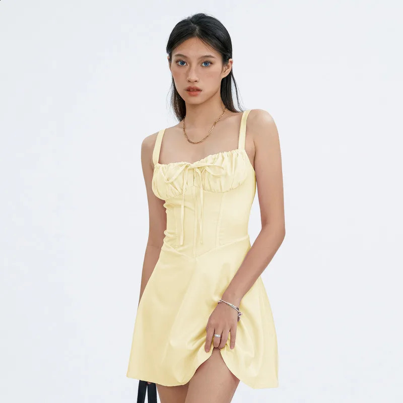 WPNAKs Sexy Solid Color Short Skirt Evening Dress Party Summer Elegant Lace up Fishbone Waist Shaped Sleeveless 250227Z