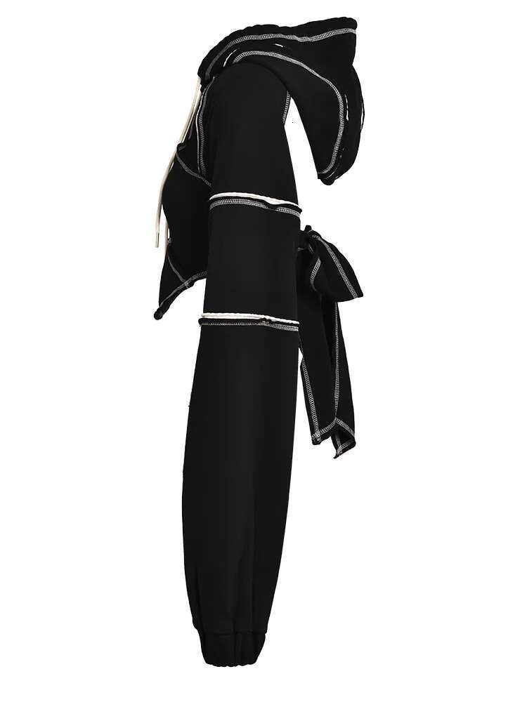 EAM Backless Cut-Out Toped Bow Sweatshirt New Hooded Long Sleeve Women Big Size Fashion Spring Autumn 2025 1Df182001