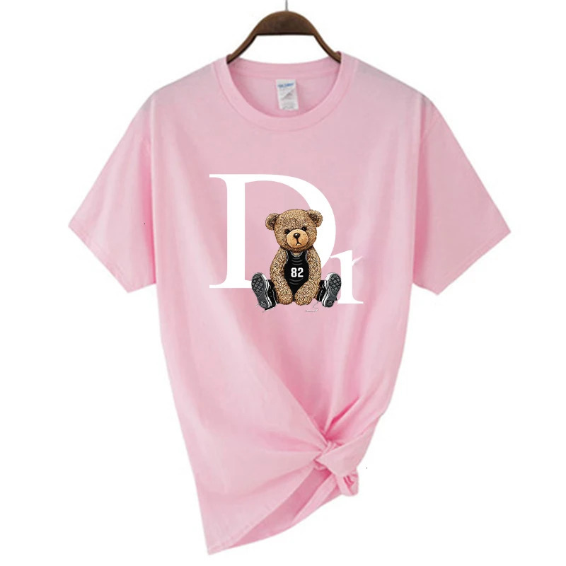 2025 New Cute Bear Printed Women's T-shirt Summer Pattern Fashion Designer Women's T-shirt Women's Clothing Free Shipping6