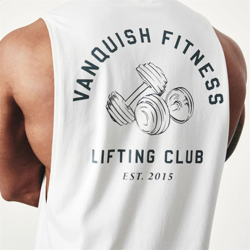 Cotton mens vest summer cross-border crewneck sleeveless top printed fashion fitness exercise mens sportswear 250303