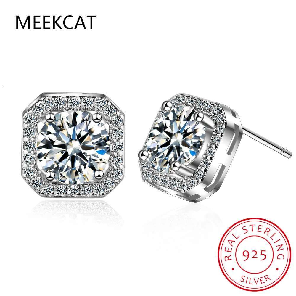 1CT 2CT Ear Studs Earring Pass Dia Test Moissanite Stud Earrings For Women Sterg Sier Jewelry