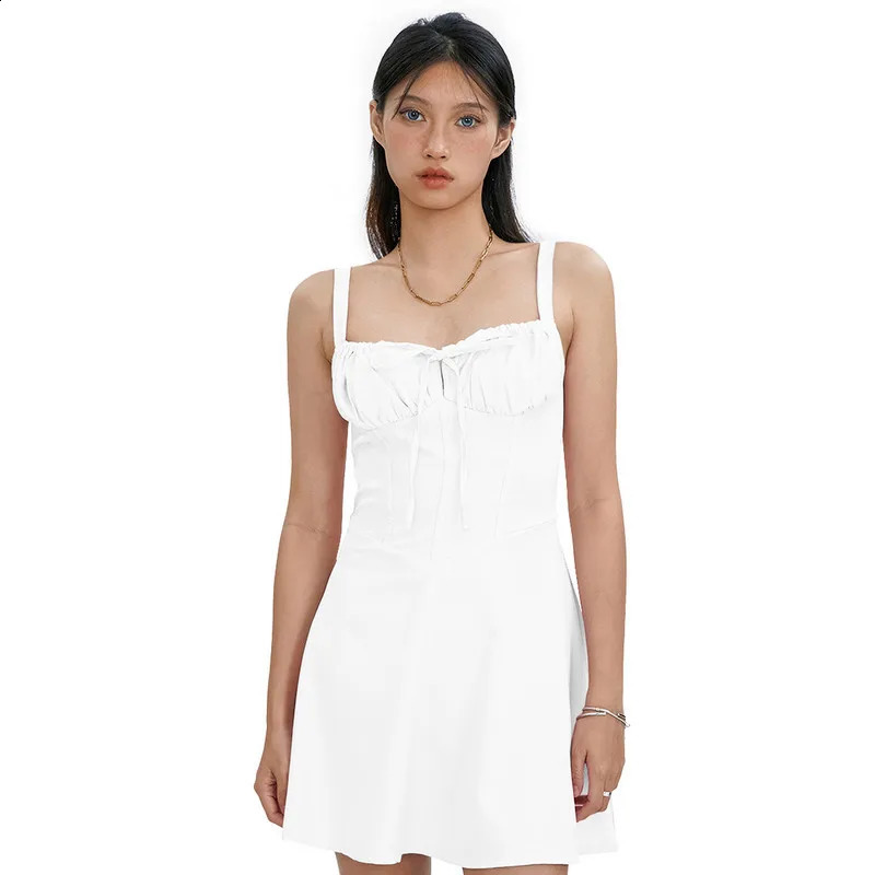 WPNAKs Sexy Solid Color Short Skirt Evening Dress Party Summer Elegant Lace up Fishbone Waist Shaped Sleeveless 250227Z