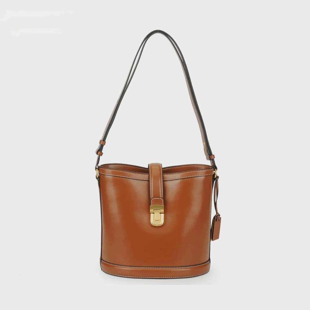 New Women's Bucket Genuine Leather Large Capacity One-Shoulder Handbag Crossbody Bag